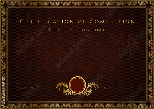 Certificate / Diploma of completion. Vector template