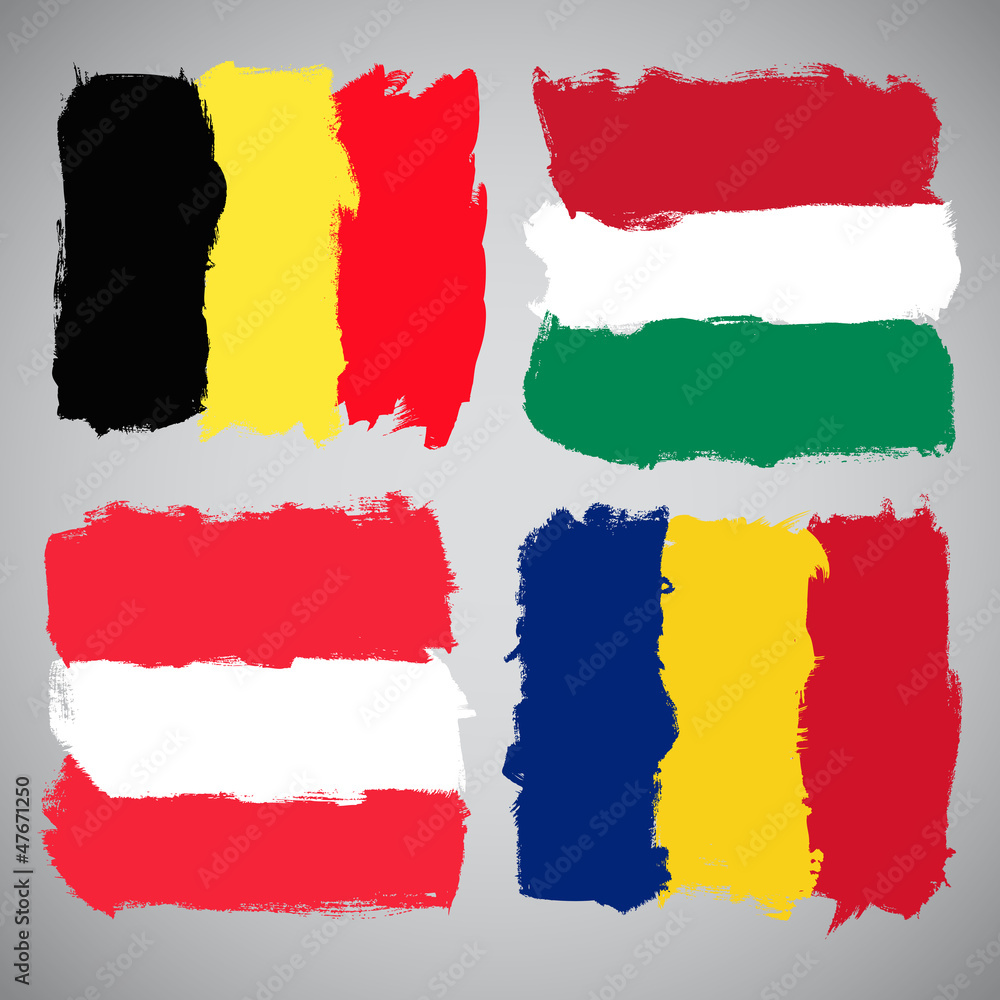 Grunge European flags, vector set Grunge European flags, vector set