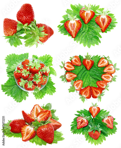 Collection of strawberries on white. Isolated