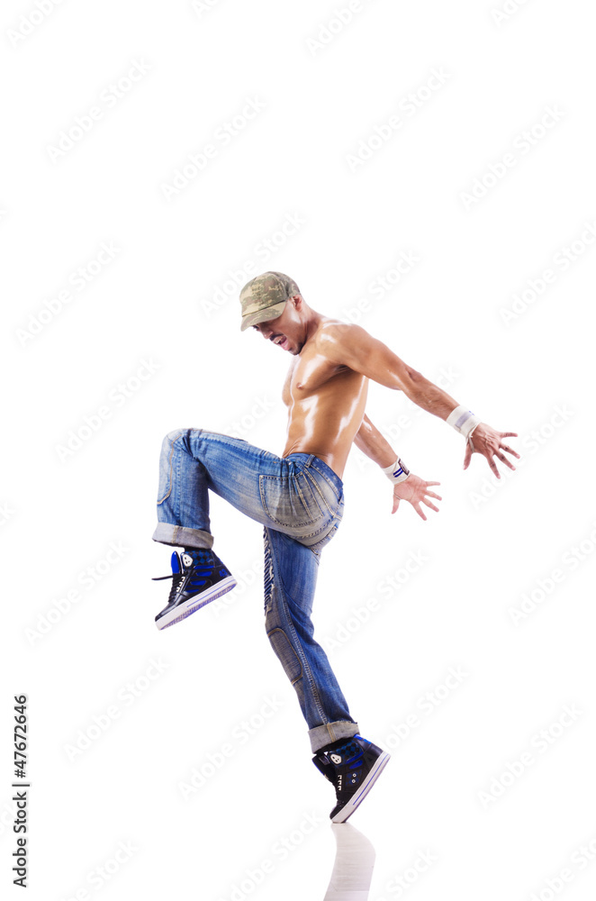 Dancer dancing dances isolated on white Dancer dancing dances isolated on white