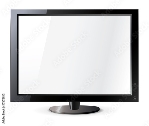 Computer display isolated on white. Frontal view