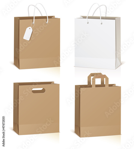 Empty shopping bag isolated on white background, vector