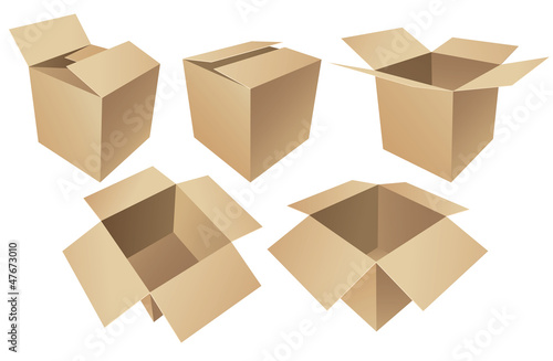 Cardboard boxes isolated on white background, vector