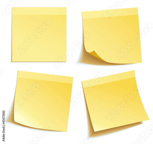 Yellow stick note isolated on white background, vector