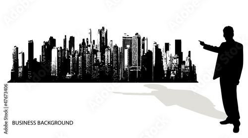 businessman against the megalopolis