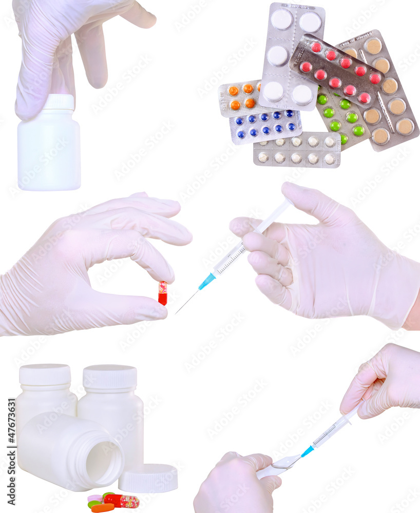 Collage of medicine-pills,bottle,syringe etc. Collage of medicine-pills,bottle,syringe etc.