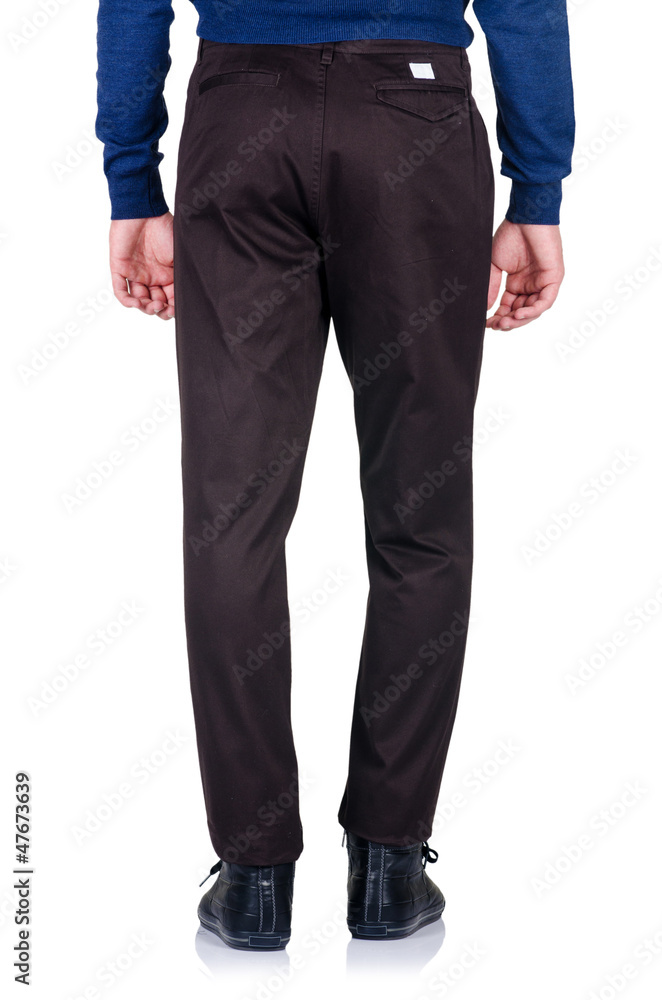 Fashion concept with trousers on white Fashion concept with trousers on white