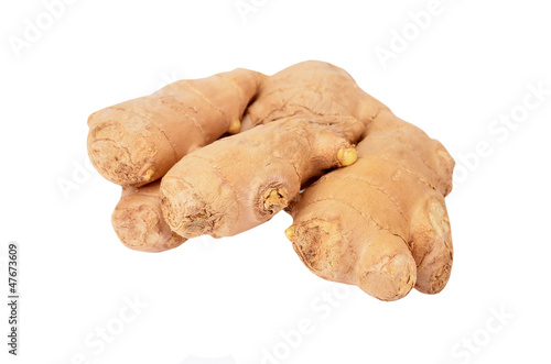 Fresh ginger root, isolated on white background