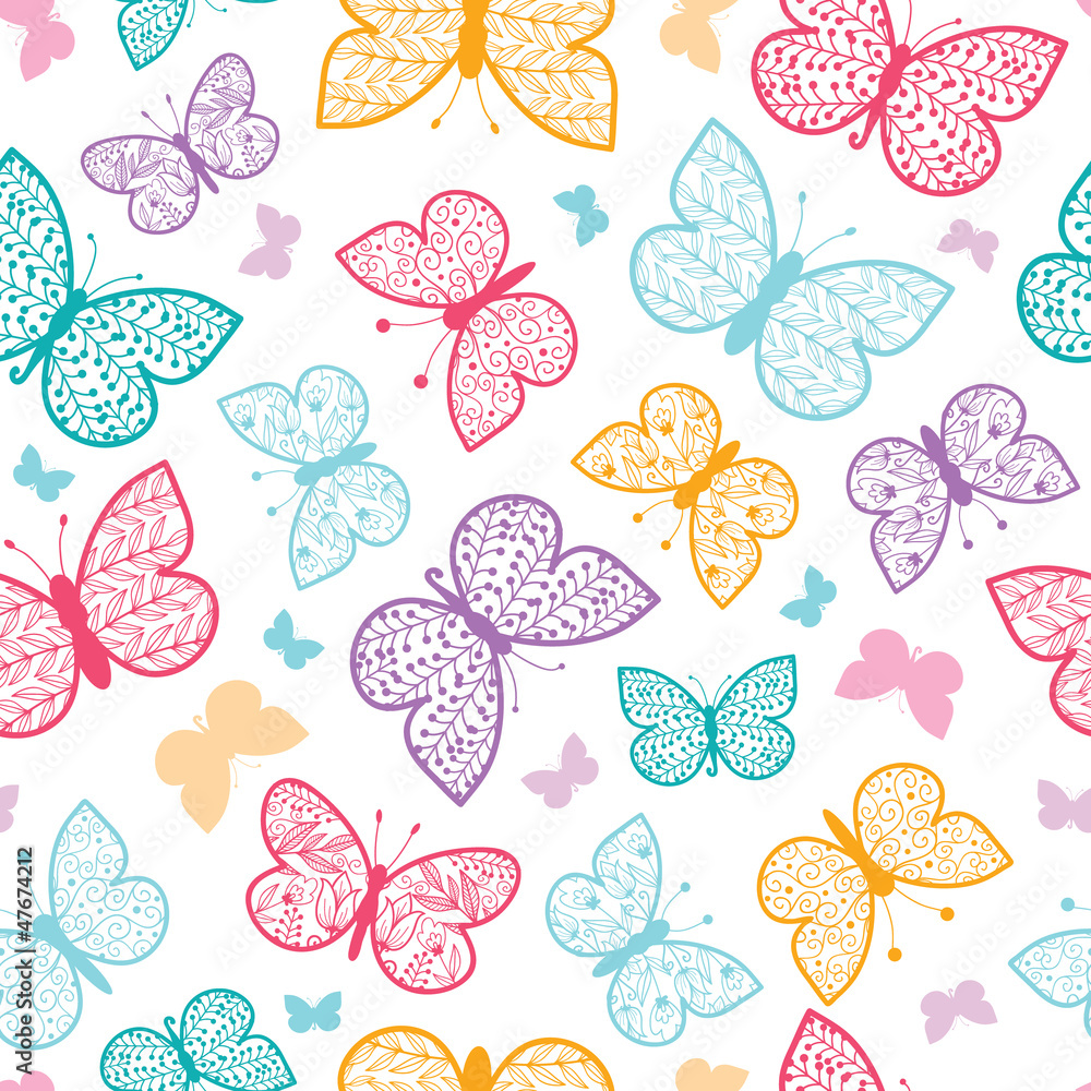 Floral butterflies vector seamless pattern background with hand Floral butterflies vector seamless pattern background with hand