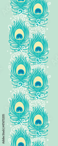 Peacock feathers vector vertical seamless pattern background