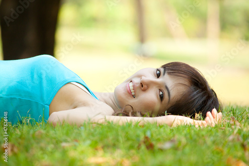 Lying on grass