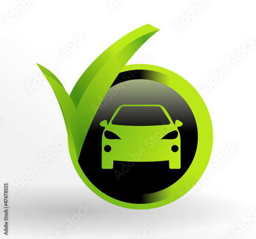 icône auto sur bouton vert et noir