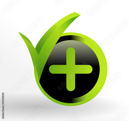 icône ajouter sur bouton vert et noir