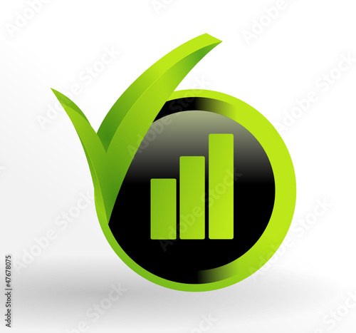 icône statistiques sur bouton vert et noir