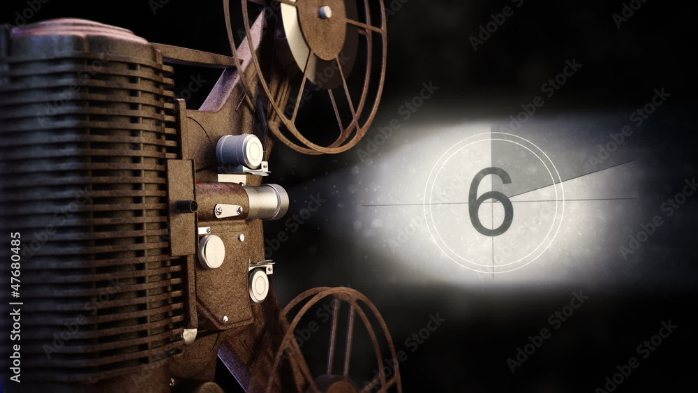 Film Countdown Leader with green screen transition