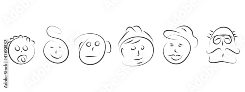 man faces evolution in life family
