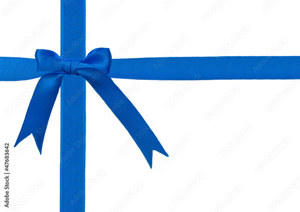 Blue decorative bow on white background Blue decorative bow on white background