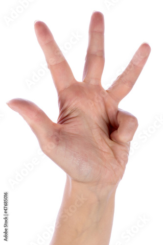 Hand showing number four
