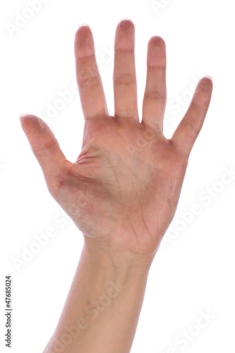 Hand showing number five
