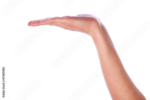 Hand presenting imaginary product
