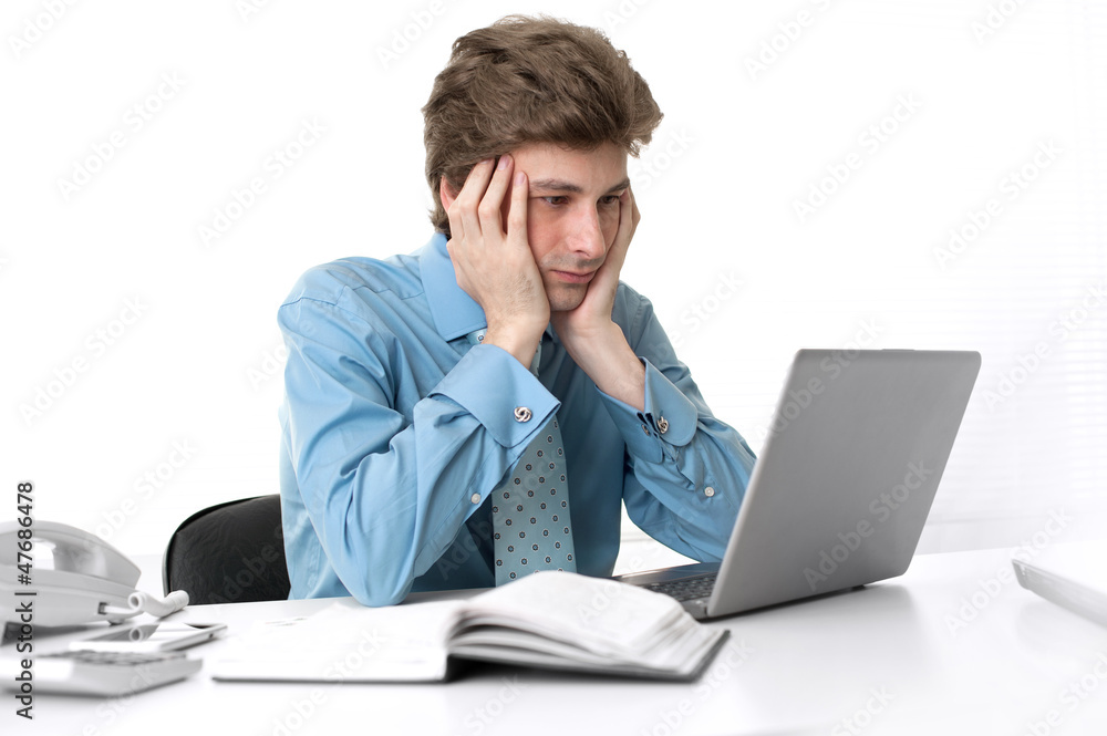 Busy businessman with laptop computer Busy businessman with laptop computer