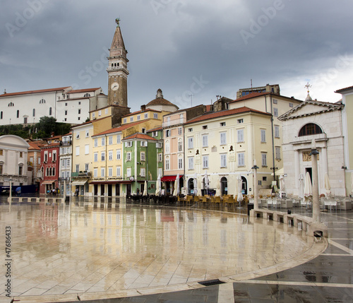 Tartini Square, the largest and main square in the town of Piran photo