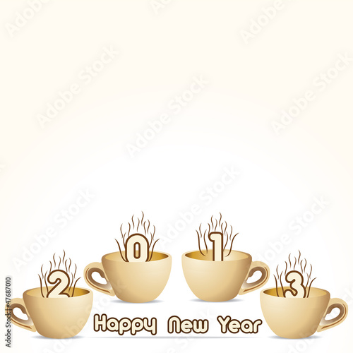 new year 2013 creative design with coffee cup