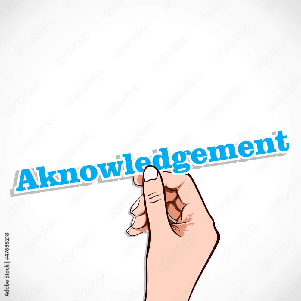 Acknowledgement word in hand stock vector Acknowledgement word in hand stock vector