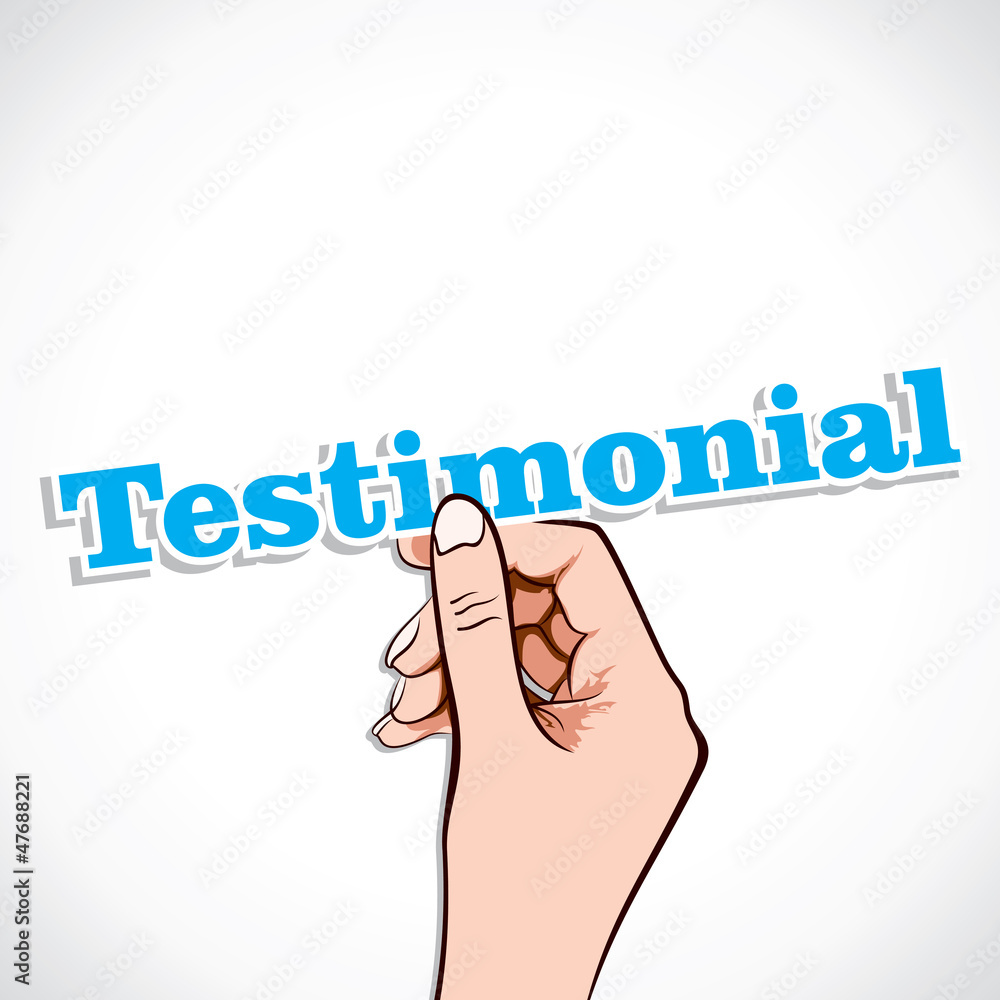 Testimonial word in hand stock vector Testimonial word in hand stock vector