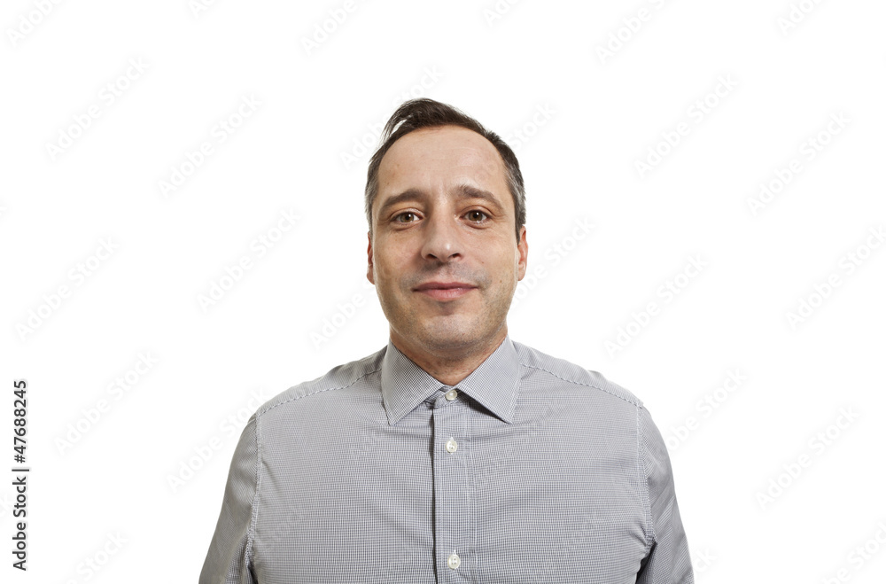 portrait of adult man, isolated on white background portrait of adult man, isolated on white background