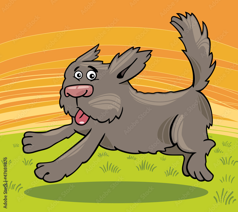Fototapeta premium running shaggy dog cartoon illustration