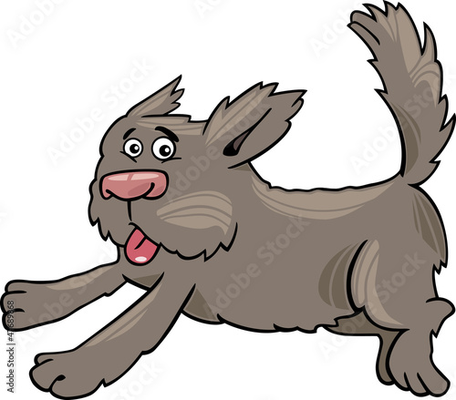 running shaggy dog cartoon illustration