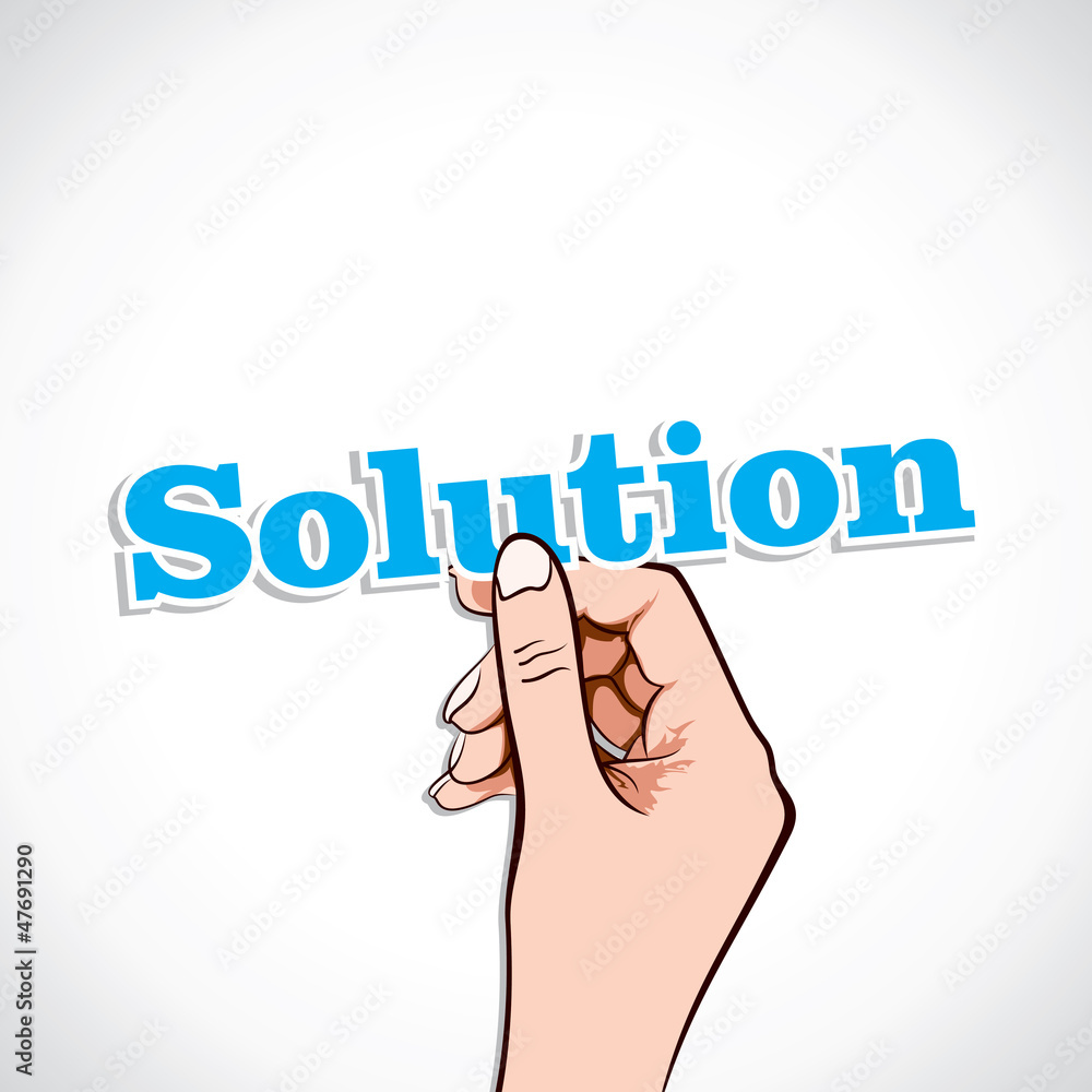 Solution word in hand stock vector Solution word in hand stock vector
