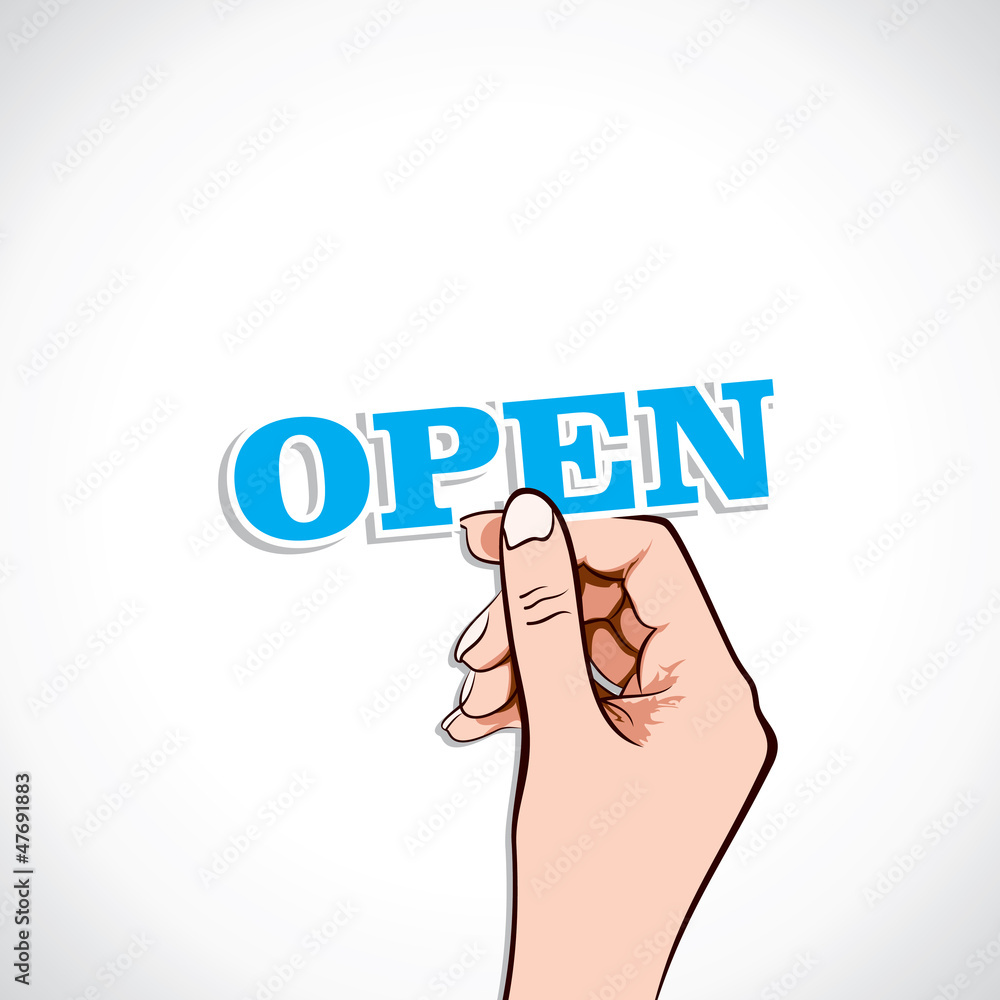 Open word in hand stock vector Open word in hand stock vector