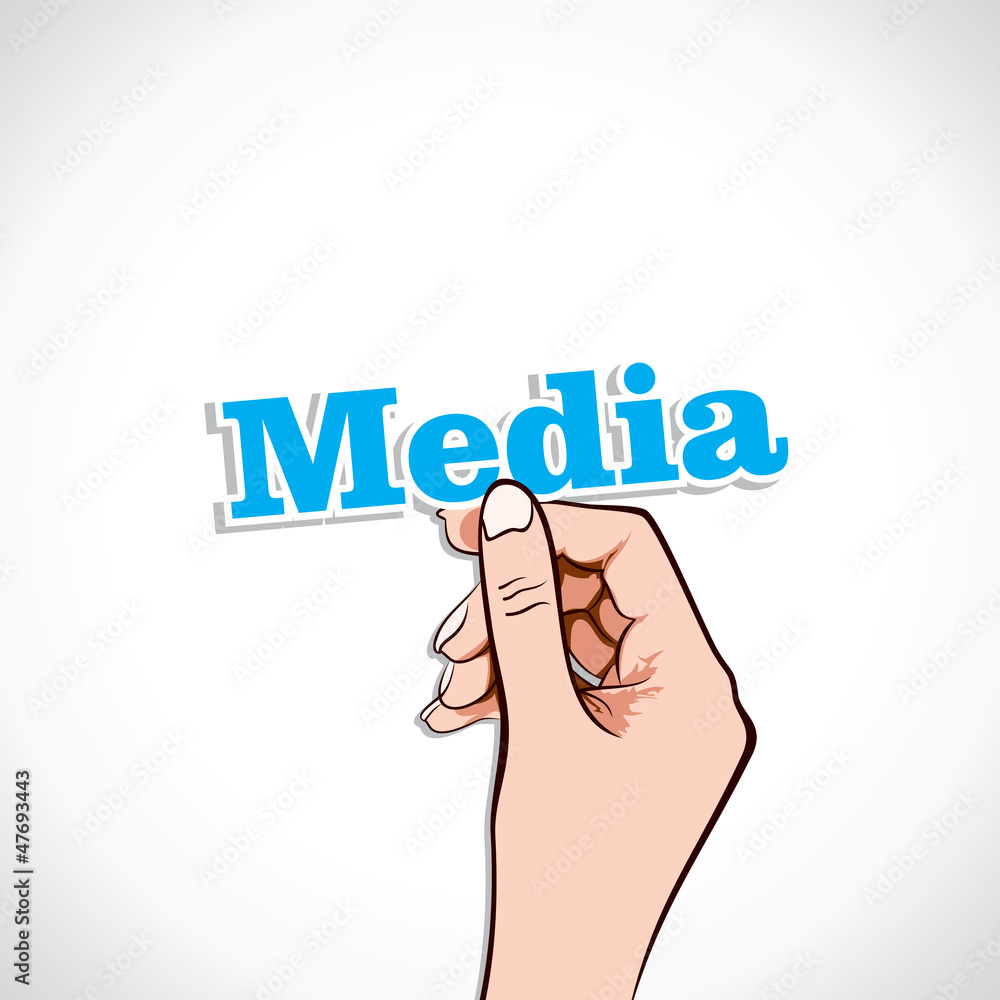 Media word in hand stock vector Media word in hand stock vector