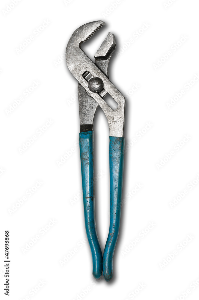 Used wrench on isolated background with path