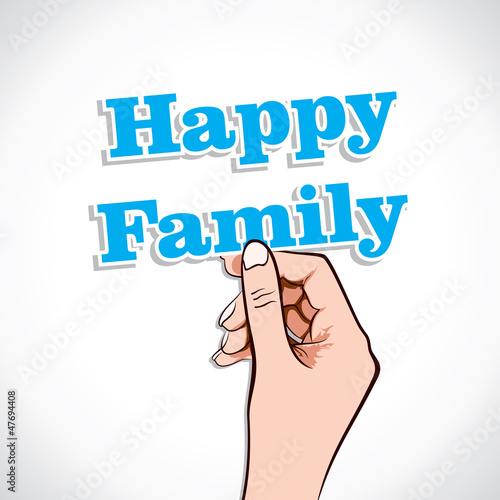 Happy Family word in hand stock vector