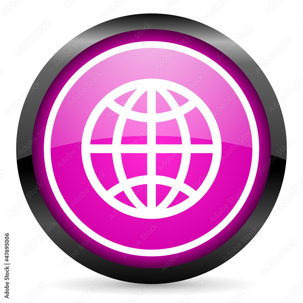 earth violet glossy icon on white background