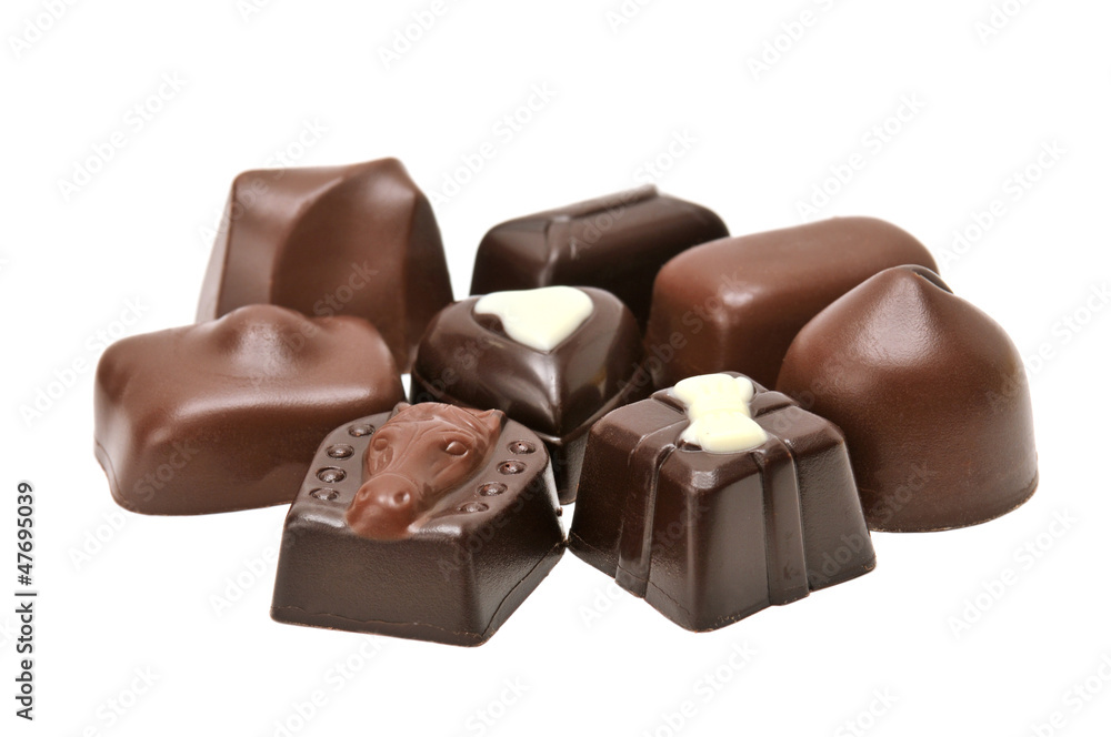 Chocolates isolated on white background