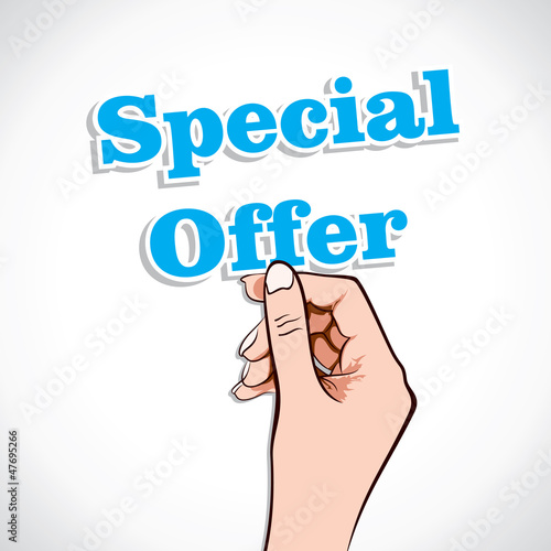 Special Offer word in hand stock vector
