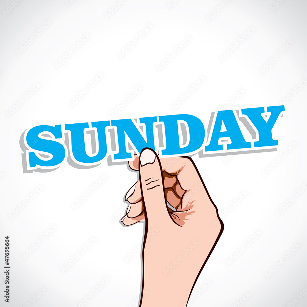 Sunday word in hand stock vector Sunday word in hand stock vector
