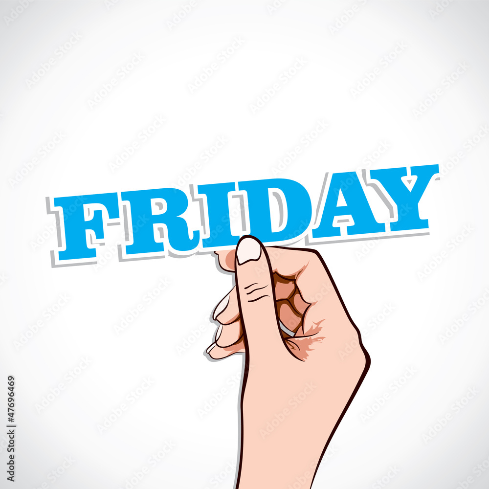 Friday word in hand stock vector Friday word in hand stock vector