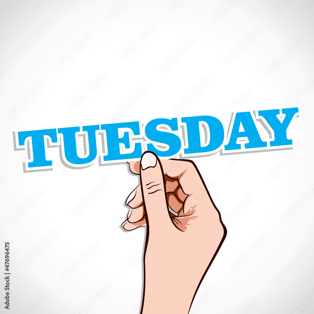 Tuesday word in hand stock vector Tuesday word in hand stock vector