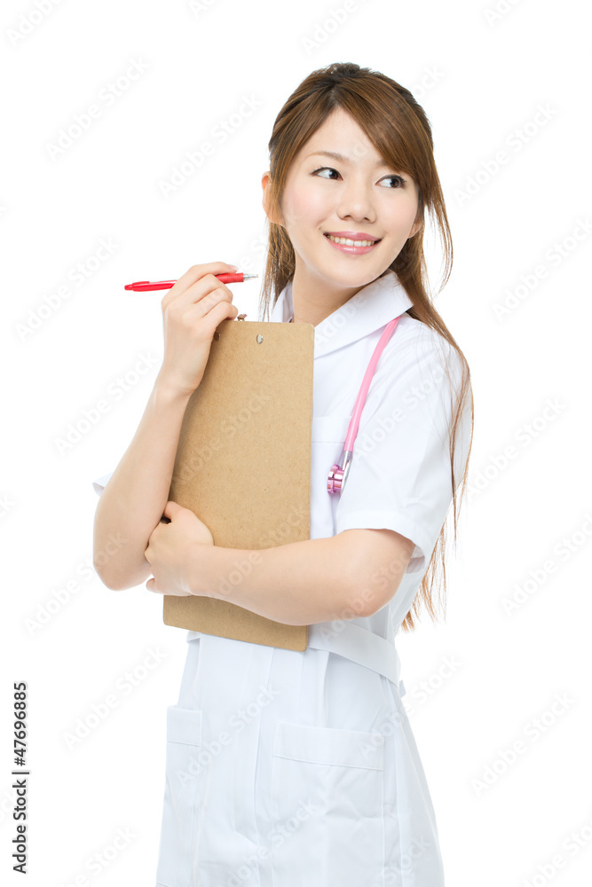 Beautiful asian nurse on white background Beautiful asian nurse on white background