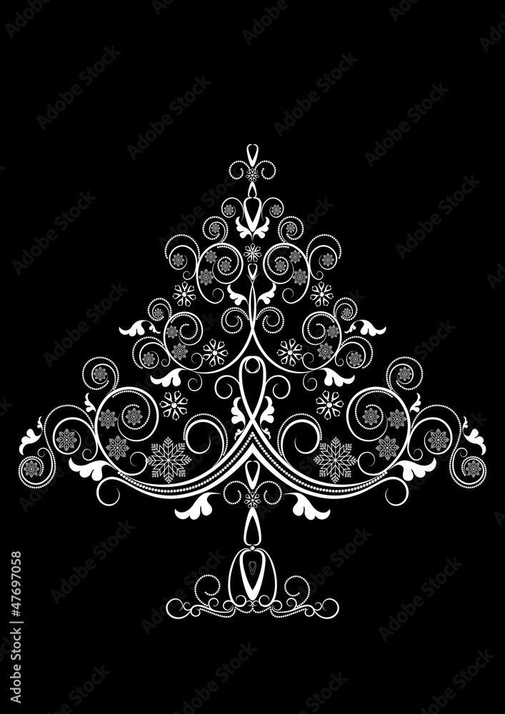 Openwork White christmas tree with snowflakes Openwork White christmas tree with snowflakes