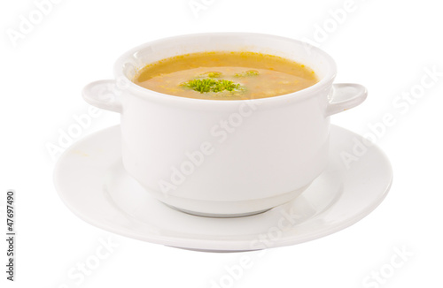 pea soup in a bowl isolated