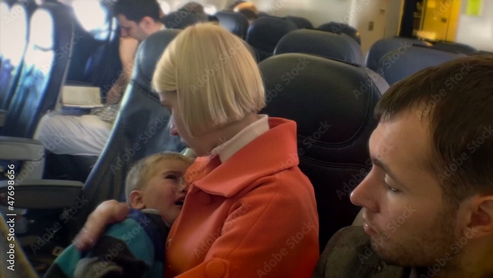 Family in airplane time-lapse