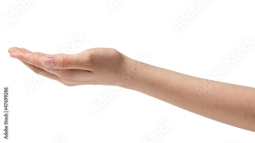 empty female teen hand thumb side