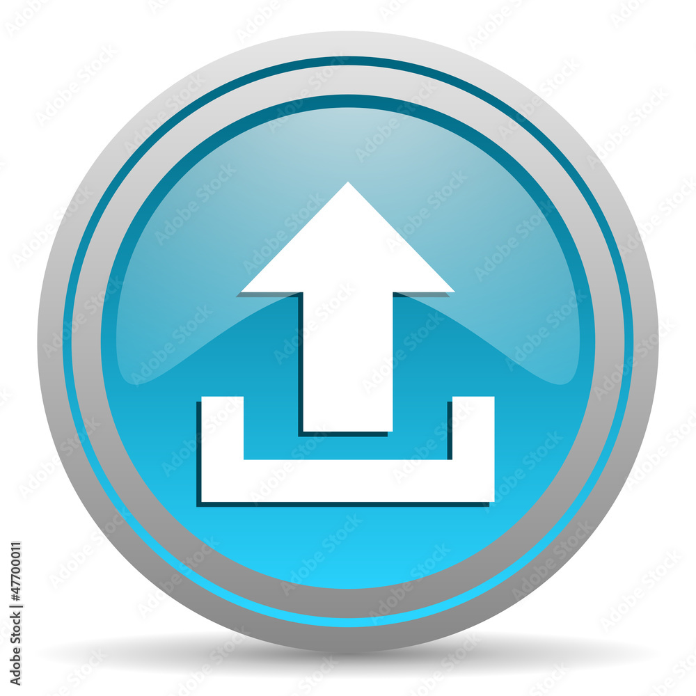 upload blue glossy icon on white background upload blue glossy icon on white background