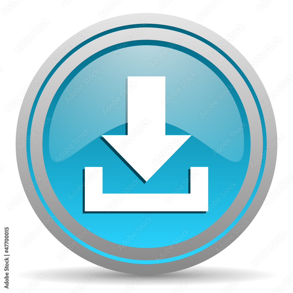 download blue glossy icon on white background download blue glossy icon on white background